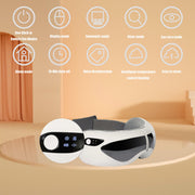 Eye Massager with Heat Visual Lens, Rechargeable Bluetooth Eye Massager Bluetooth Music air Bag Massage and Vibration Massage, Relax Eyes, Reduce Visual Fatigue and Dry Eyes (White)