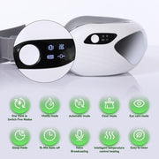 Eye Massager with Heat Visual Lens, Rechargeable Bluetooth Eye Massager Bluetooth Music air Bag Massage and Vibration Massage, Relax Eyes, Reduce Visual Fatigue and Dry Eyes (White)